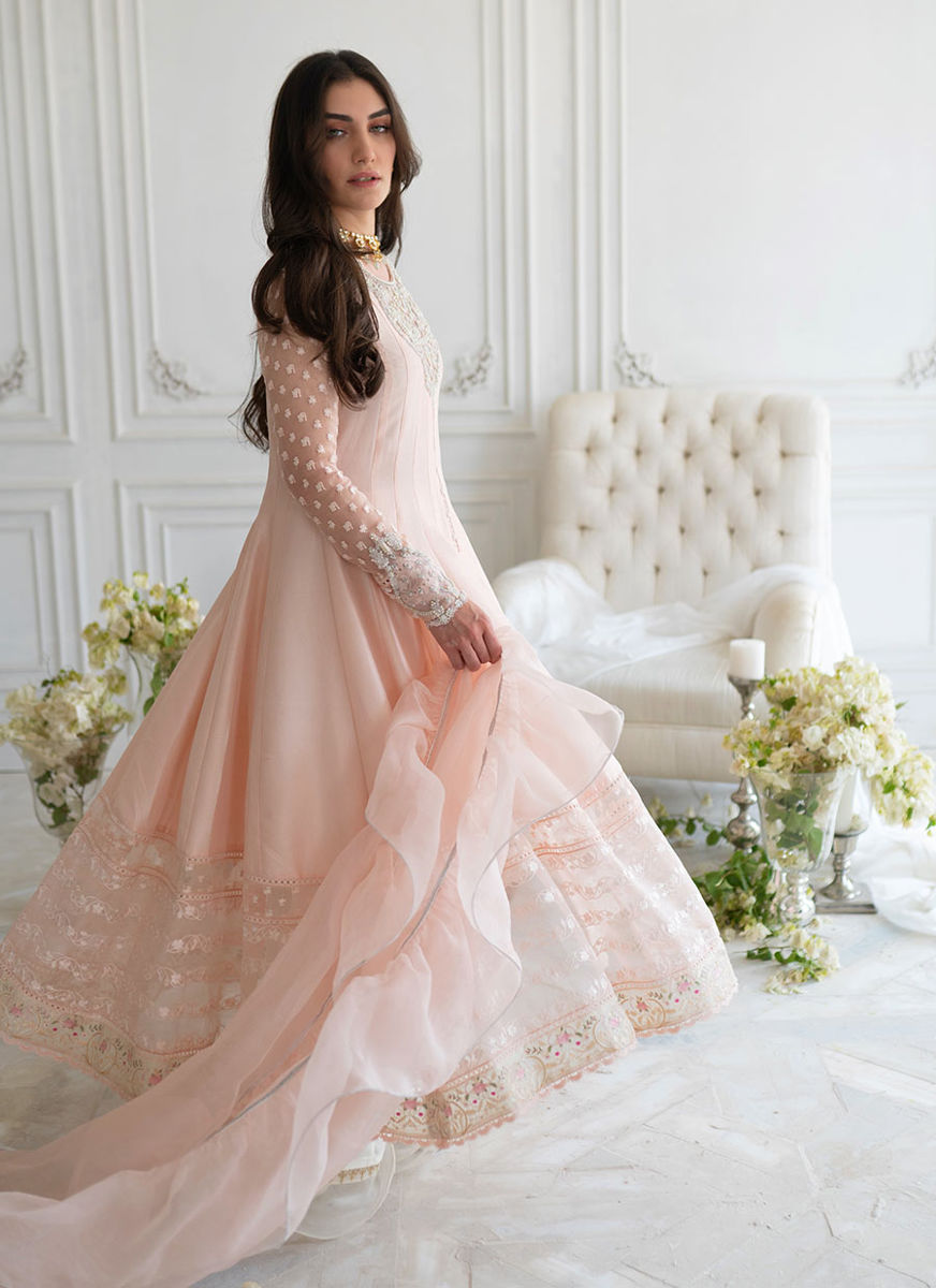 Lulu Peach Kalidaar And Dupatta