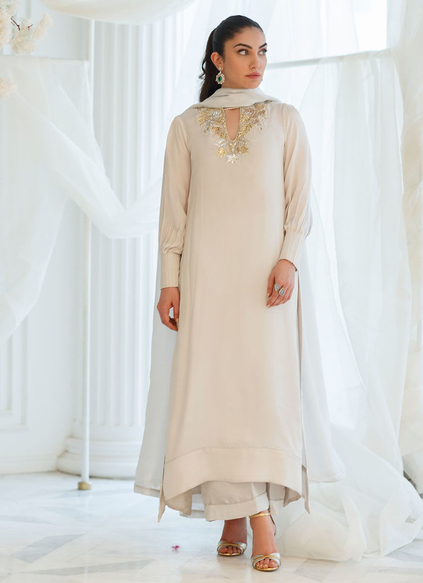 Silver Foil Shirt And Dupatta