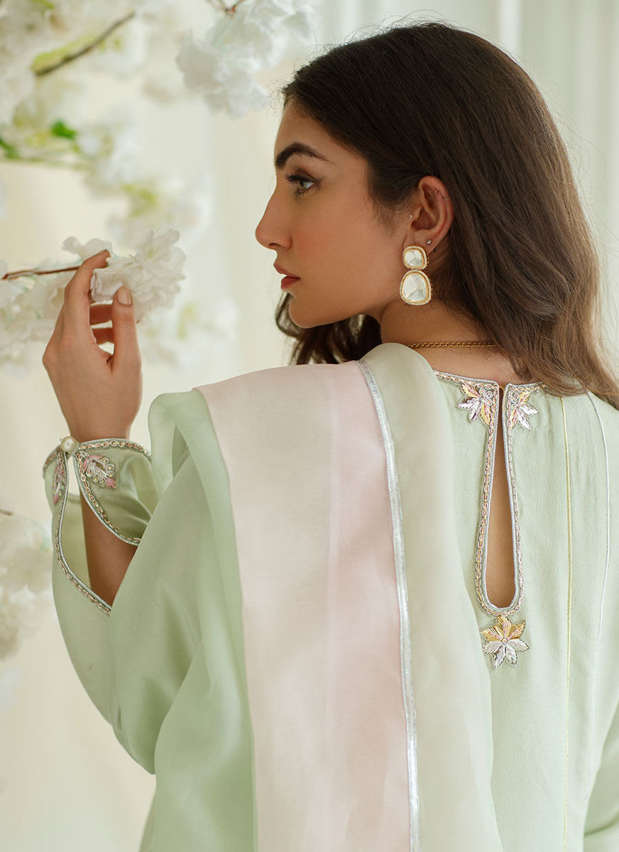 Mint Foil Shirt And Dupatta