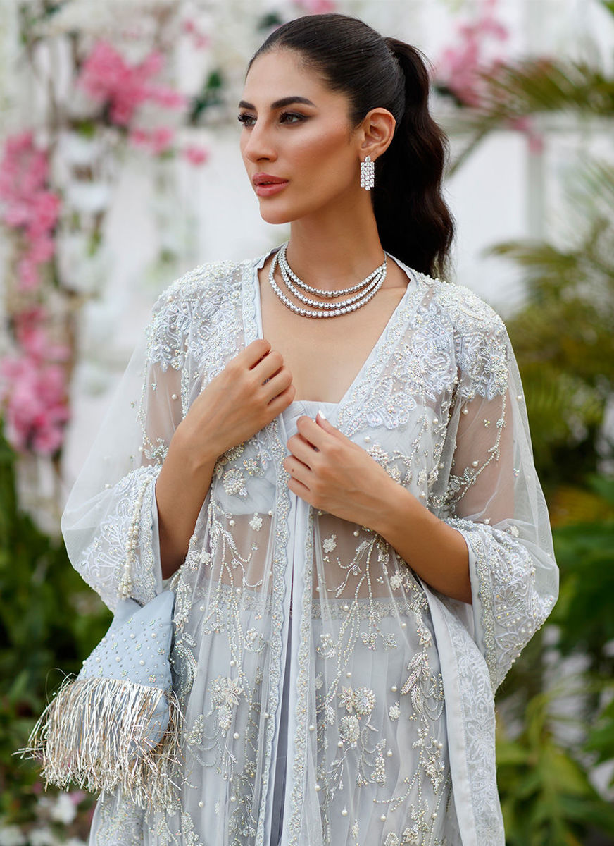 Claire Kaftan Cape In Wedgewood Blue