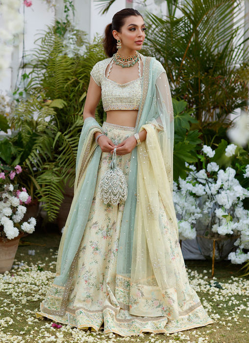 Zoe Lemon Mint Hand Embellished Lehnga Choli