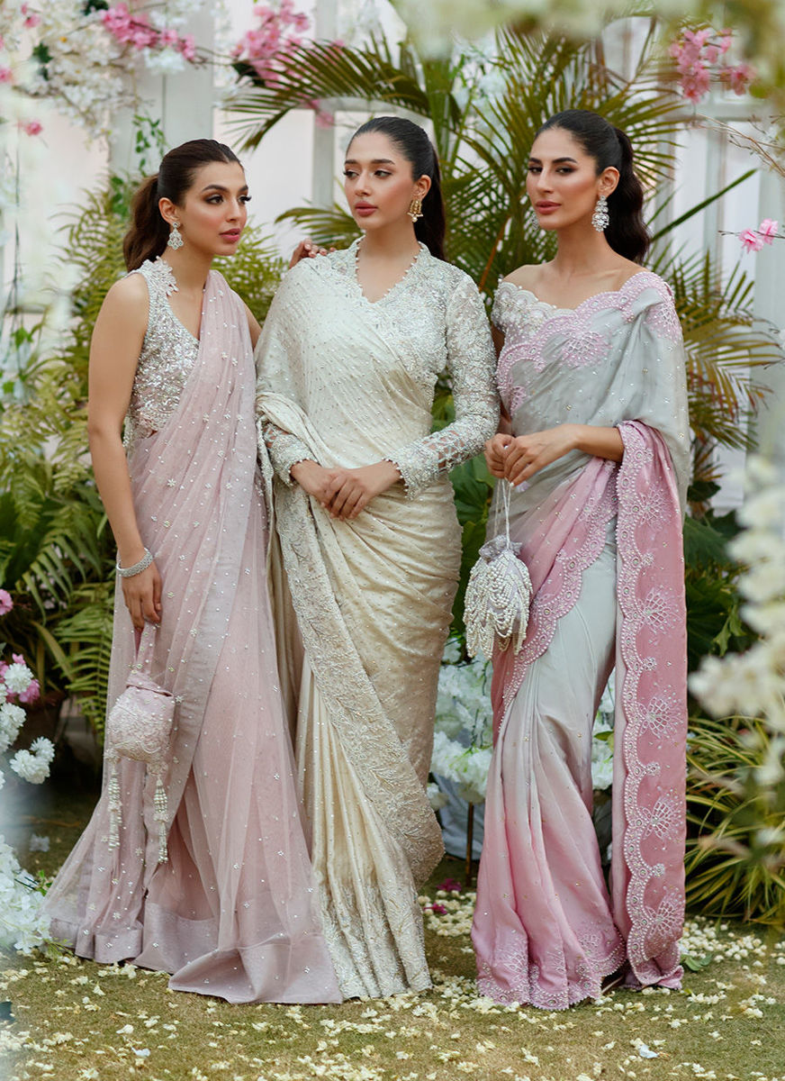 Camelia Silver To Blush Ombre Saree