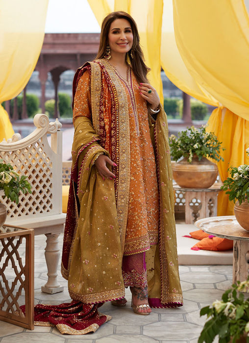 Picture of Reema Mayun Orange Kurta Izaar Dupatta