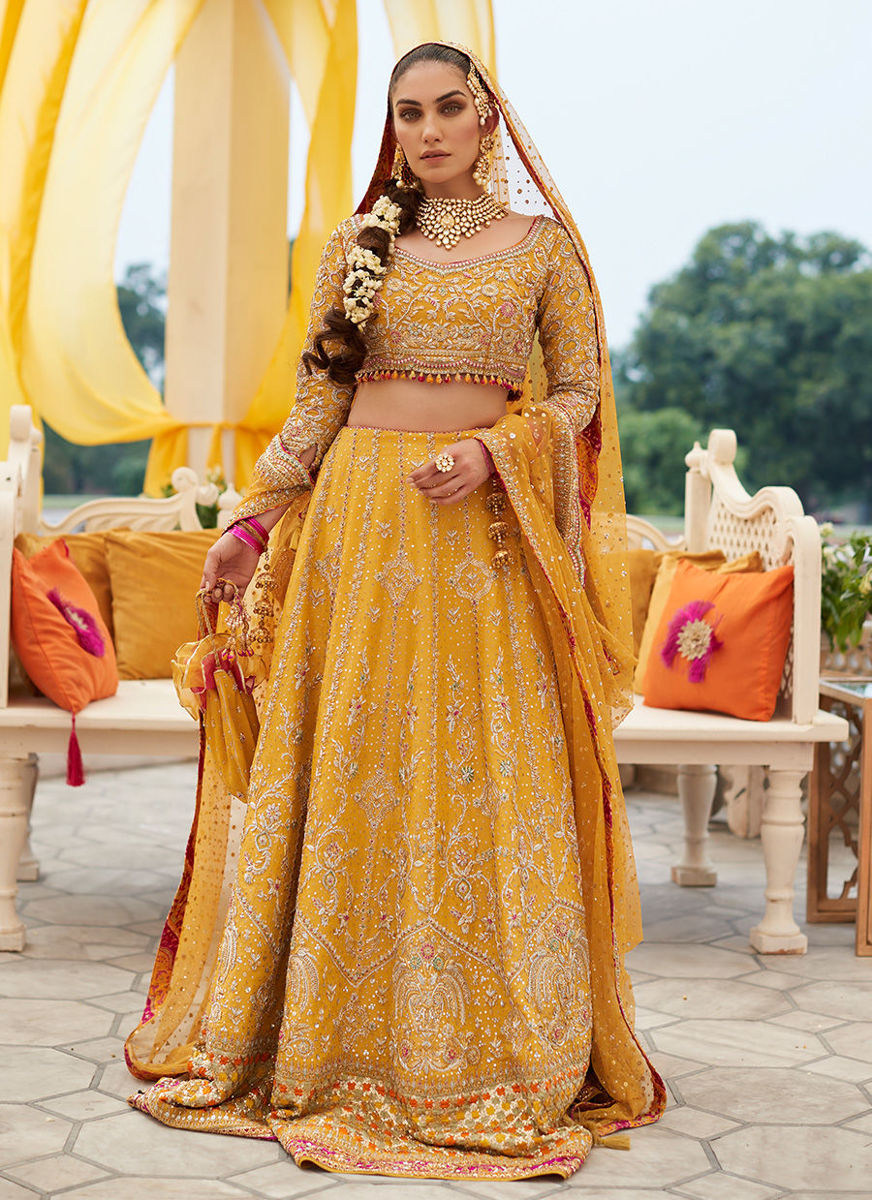 Marigold Bridal Lengha Choli