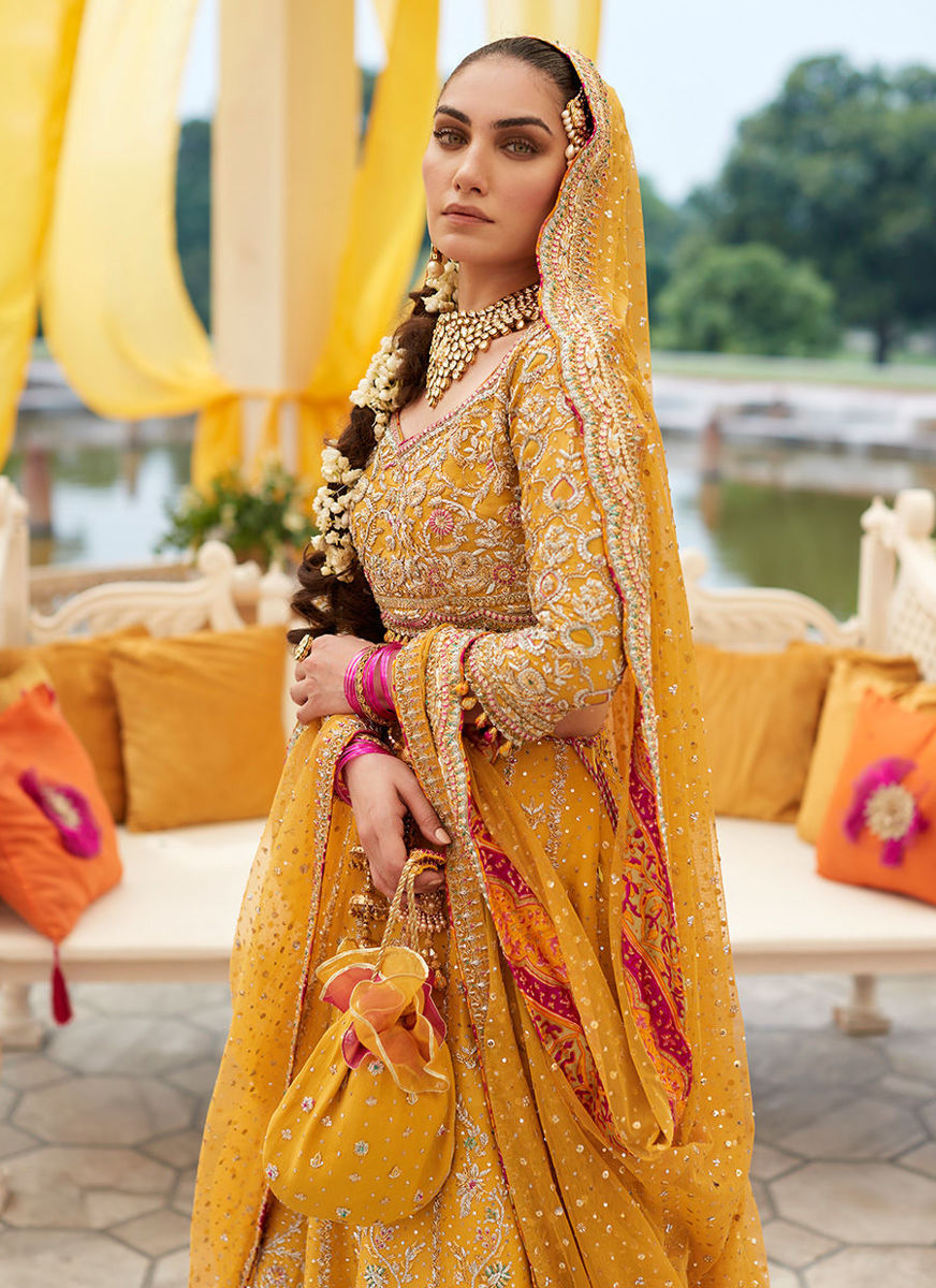 Marigold Bridal Lengha Choli