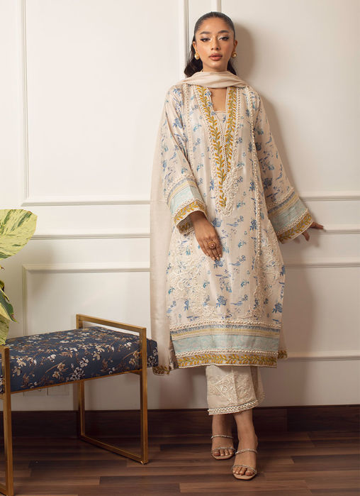 Picture of Amari Ivory Silk Shirt and Dupatta