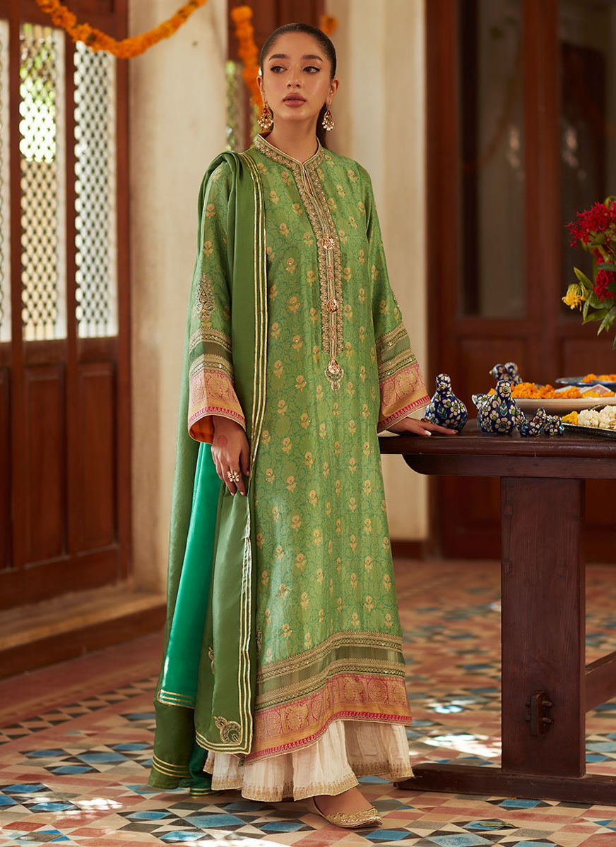 Rina Green Shirt And Dupatta