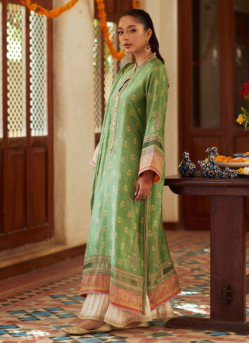 Rina Green Shirt And Dupatta