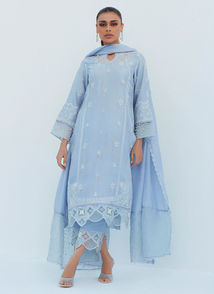 Sheryl Periwinkle Shirt And Dupatta