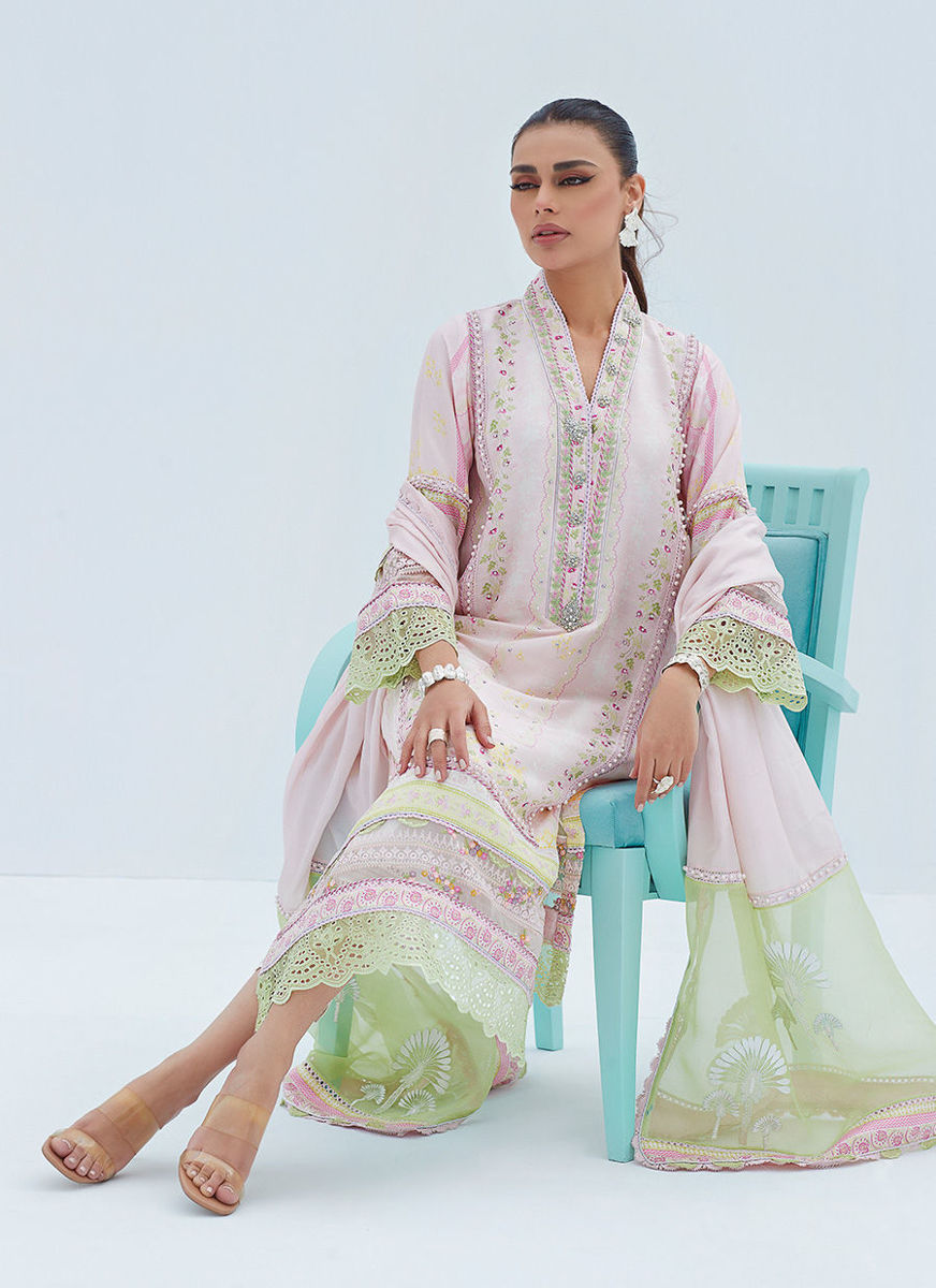 Delphi Pink Shirt And dupatta