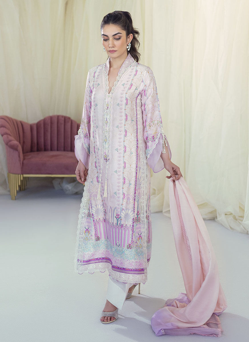 Maude Lavender Silk Shirt And Dupatta