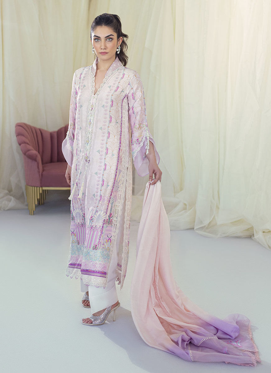 Maude Lavender Silk Shirt And Dupatta
