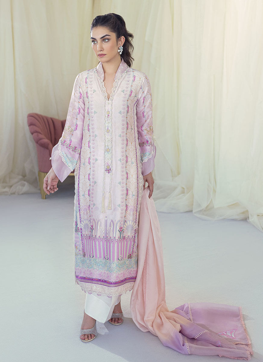 Maude Lavender Silk Shirt And Dupatta