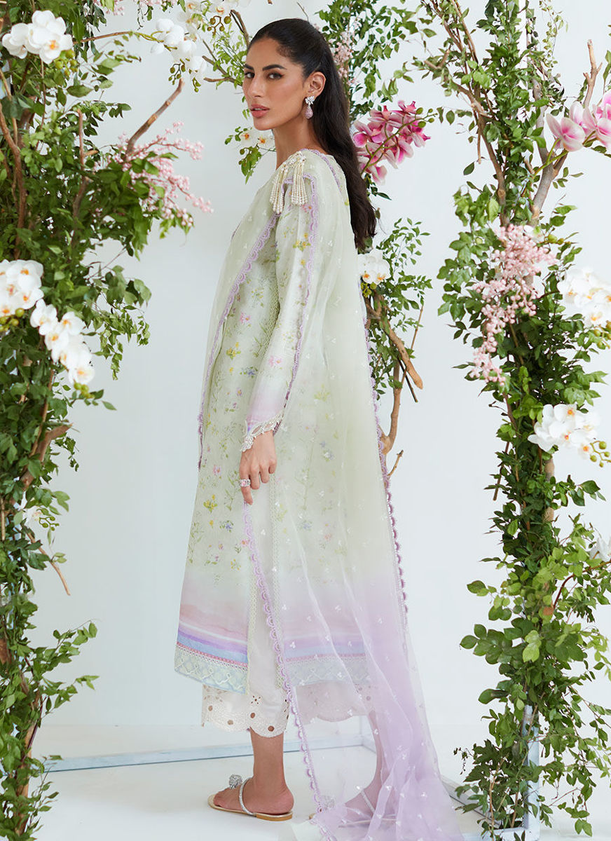 Grace Floral Shirt With Pre Draped Dupatta