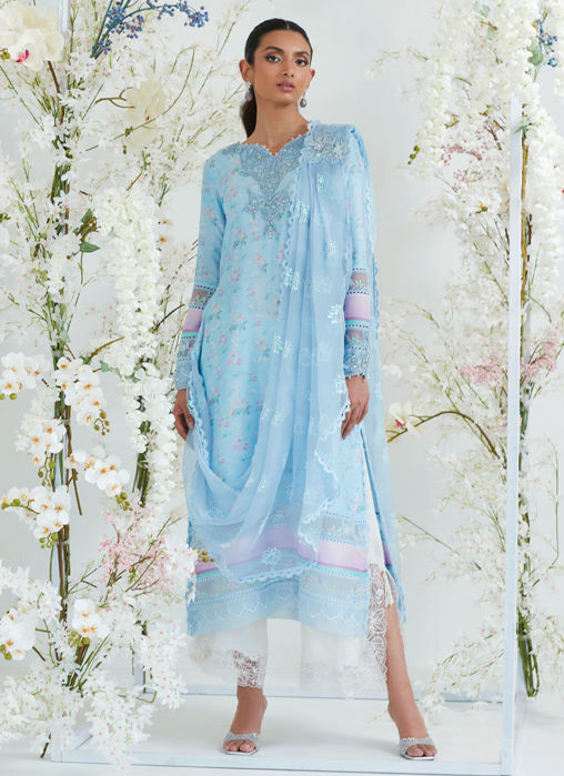 Celia Blue Shirt With Pre Draped Dupatta