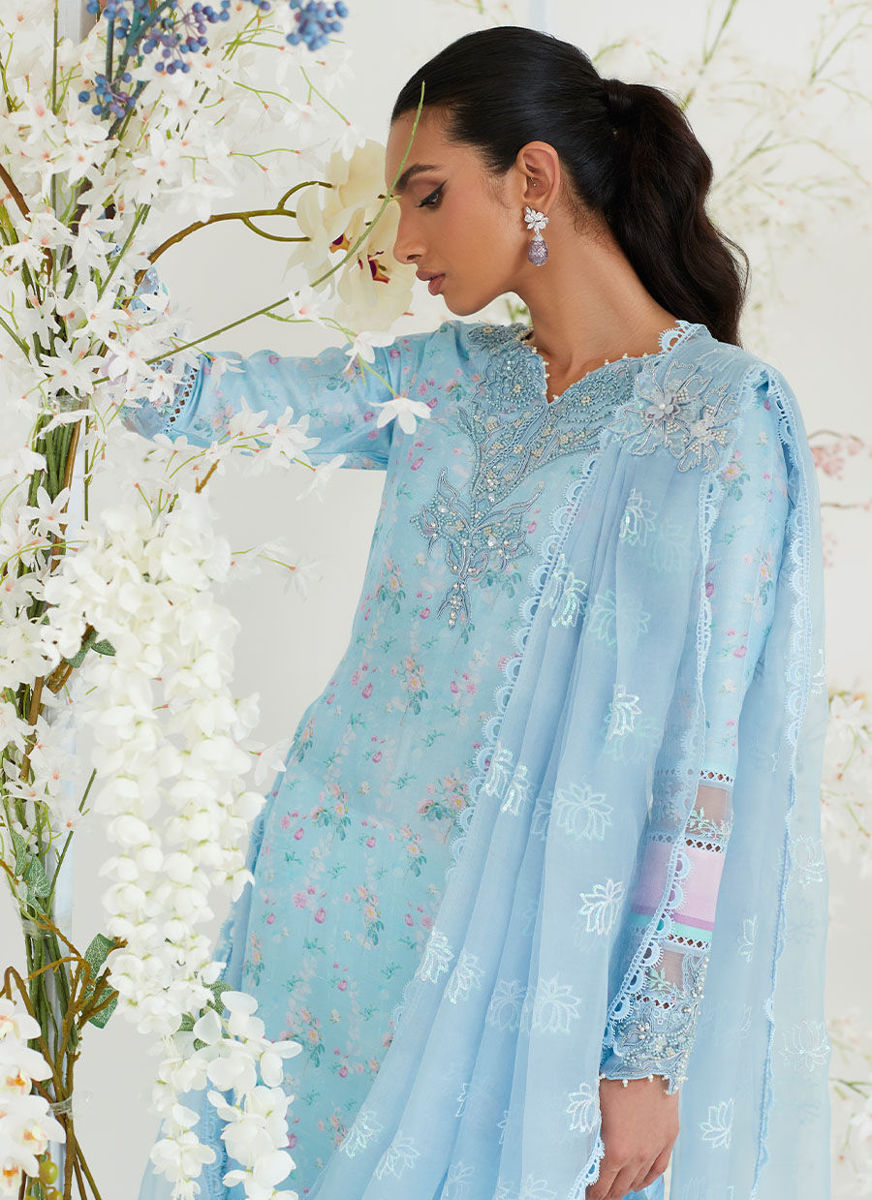 Celia Blue Shirt With Pre Draped Dupatta