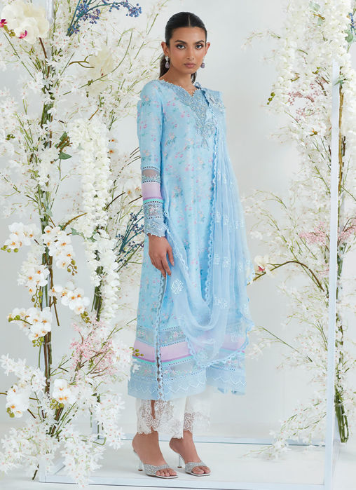 Celia Blue Shirt With Pre Draped Dupatta