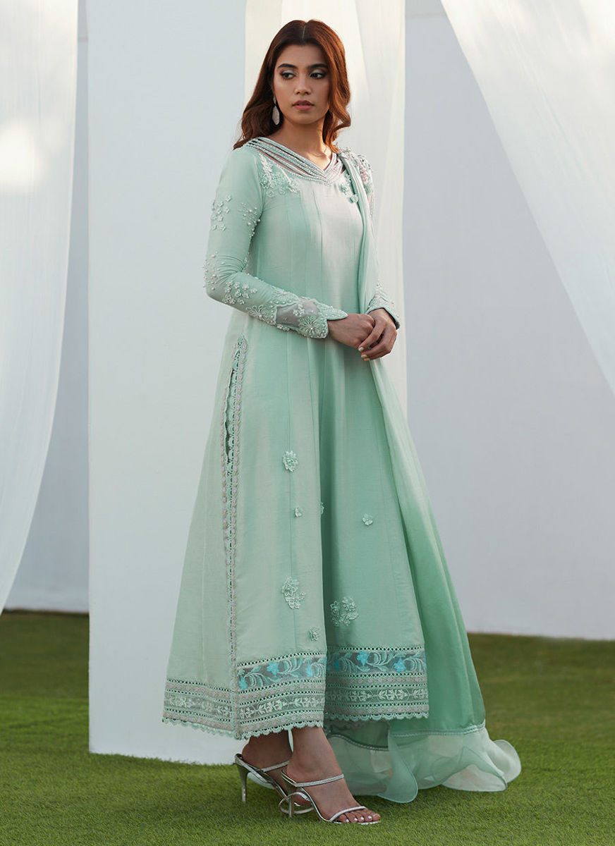 Anabella Aqua Kalidaar And Draped Dupatta