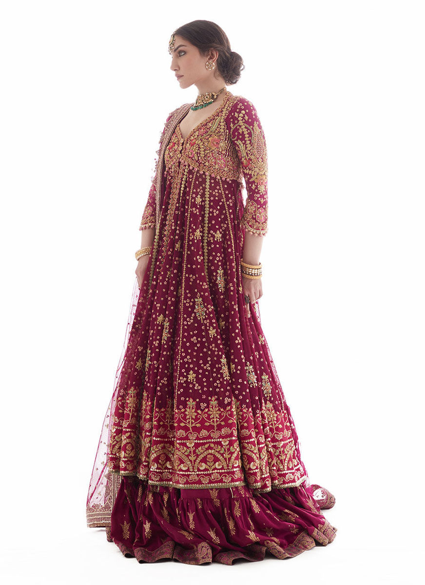 Modern Meenakari Magenta Kalidaar