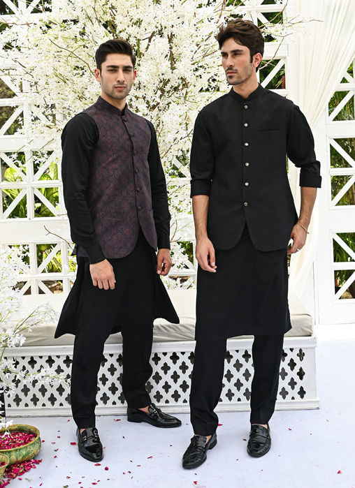 Azoth Embroidered Black Waistcoat