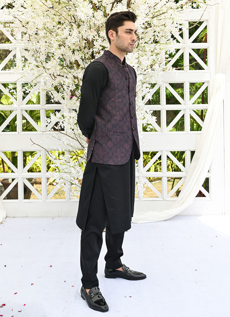 Leila Black Printed Waistcoat