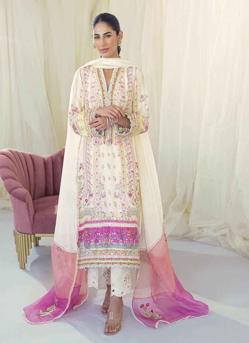 Lia Lemon Silk Shirt And Dupatta