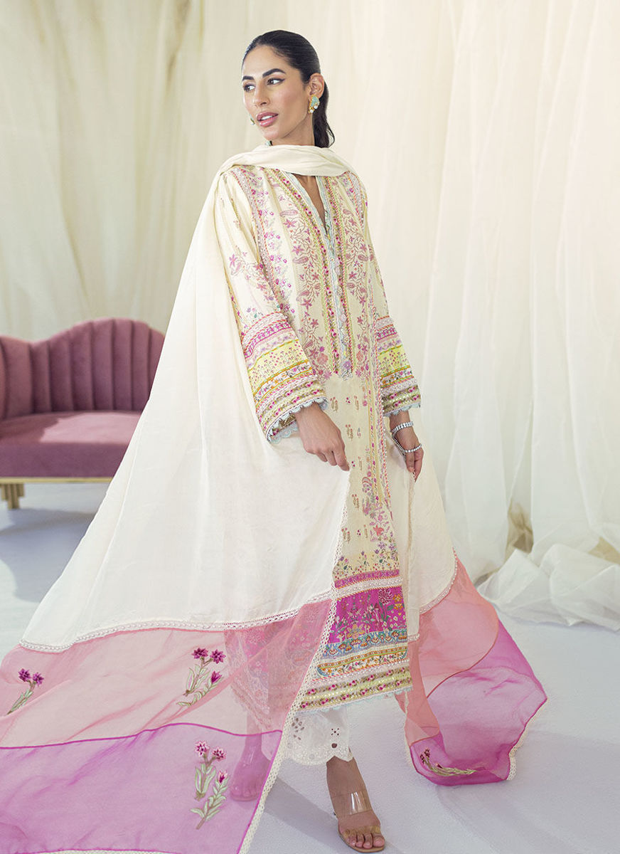 Lia Lemon Silk Shirt And Dupatta
