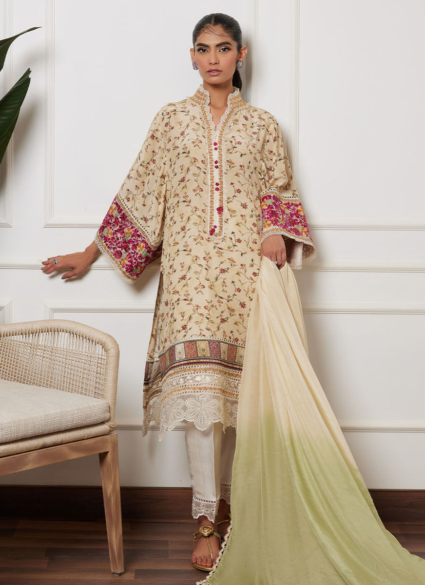Sheena Ivory Shirt And Dupatta