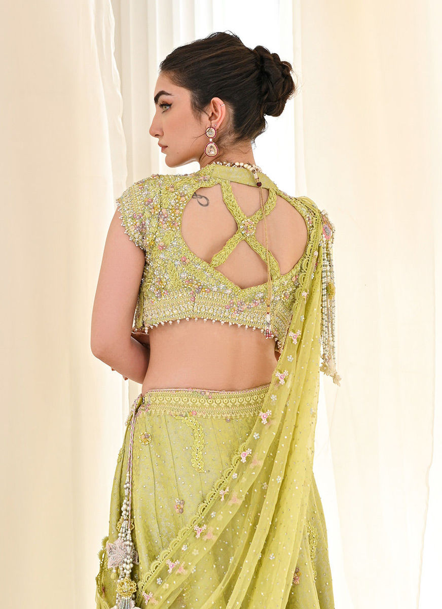 Kiki Kiwi Lengha Choli With Draped Dupatta