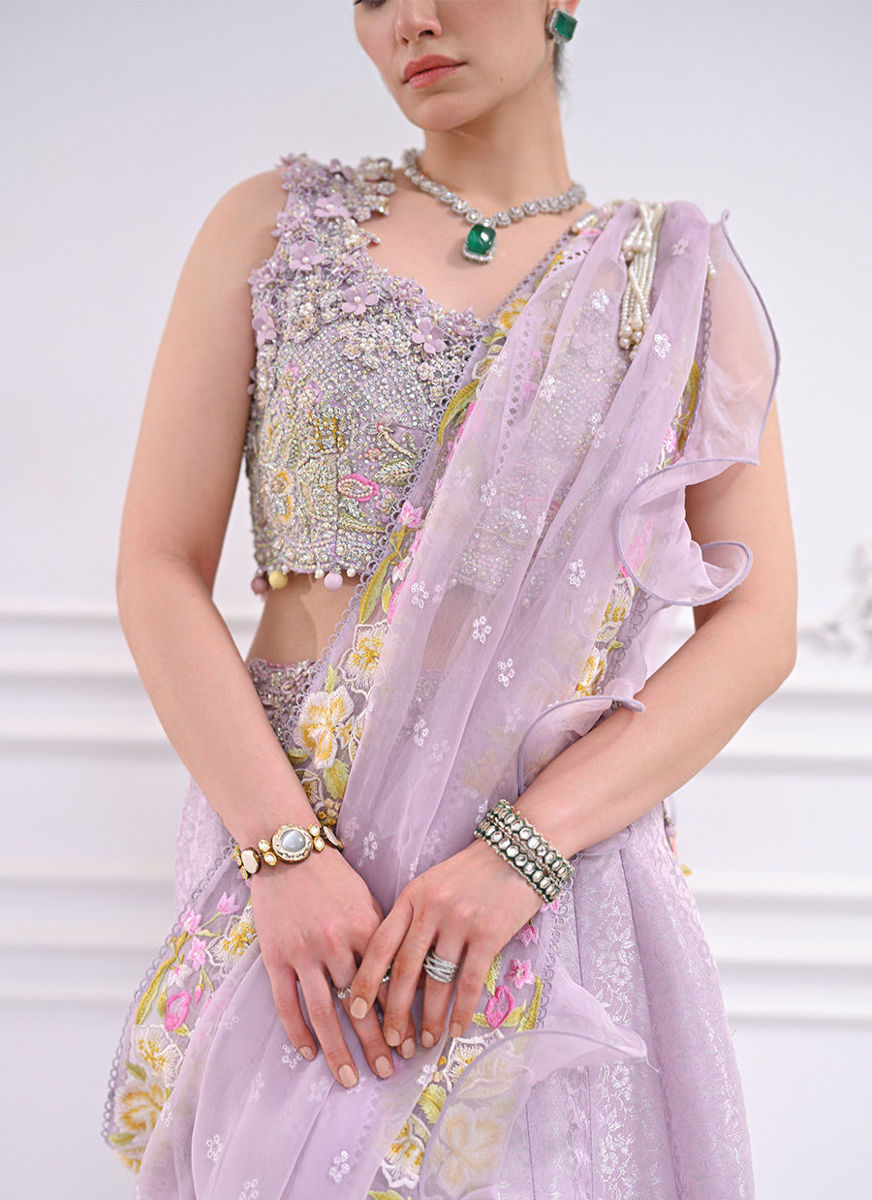 Labella Lavender Lengha Choli With Draped Dupatta