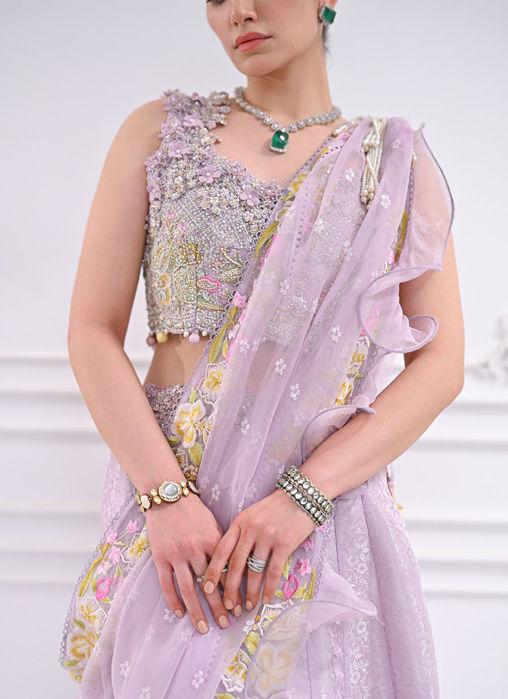 Labella Lavender Lengha Choli With Draped Dupatta