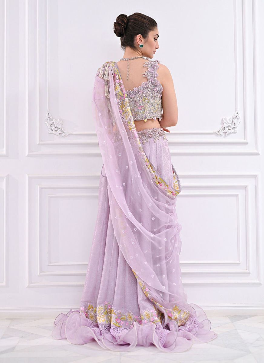 Labella Lavender Lengha Choli With Draped Dupatta