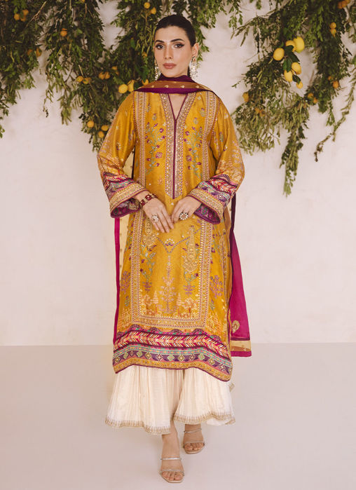 Picture of Zarf Ochre Shirt And Dupatta