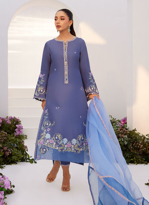 Picture of Alo Blue Embroidered Shirt And Dupatta