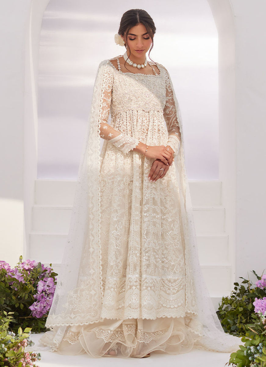 Maelle Ivory Embroidered And Embellished Kalidaar
