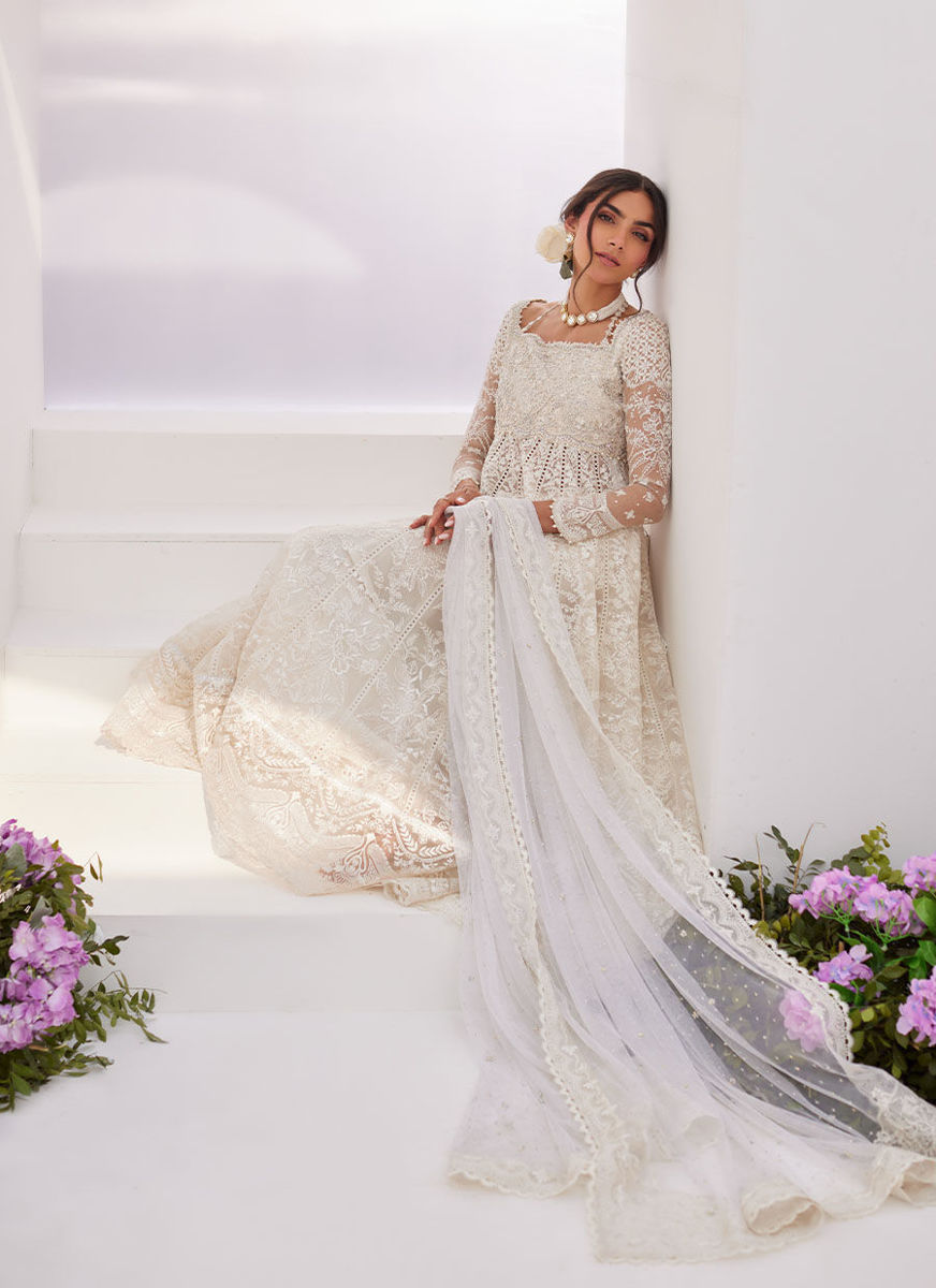 Maelle Ivory Embroidered And Embellished Kalidaar