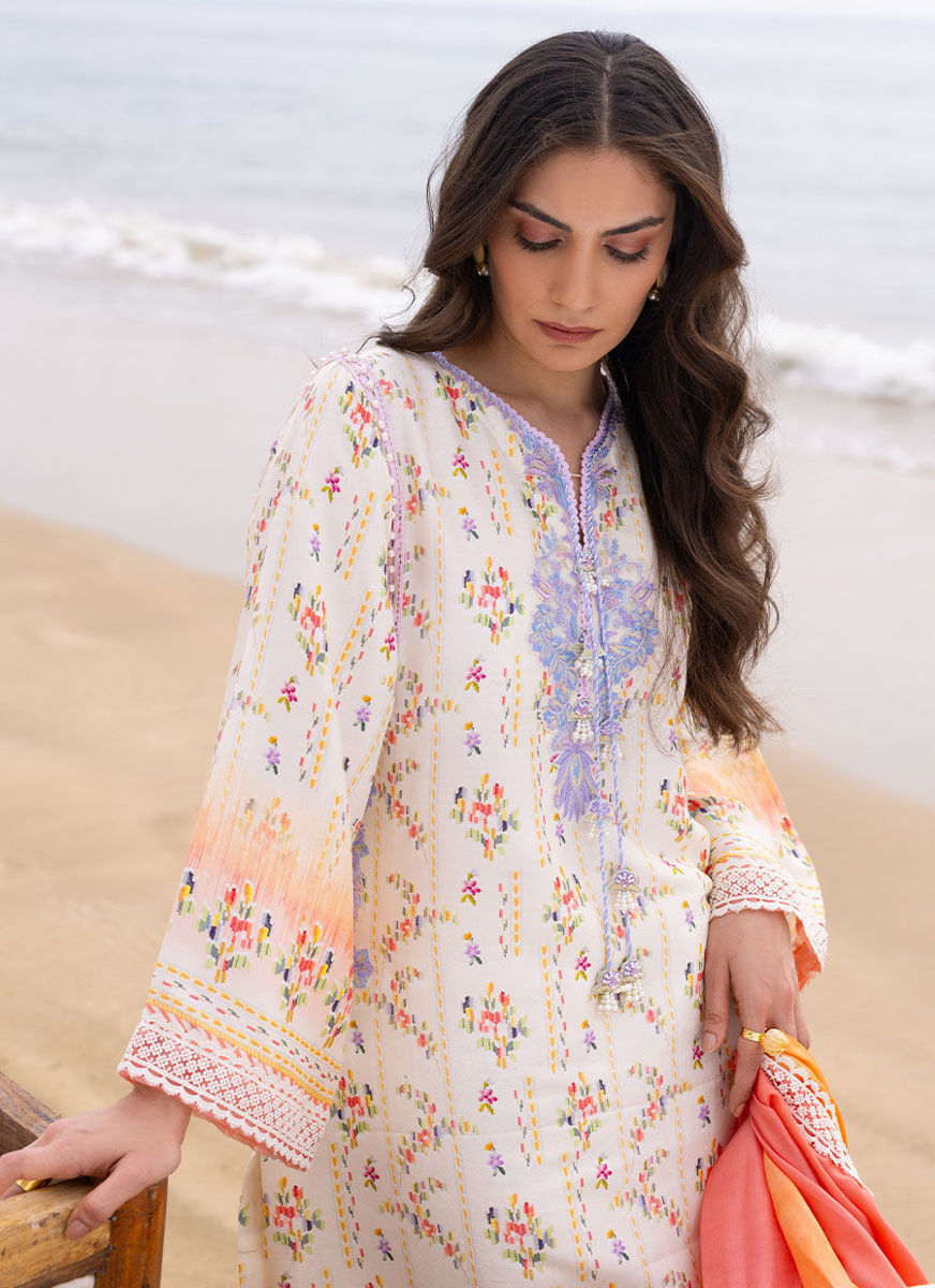 Lark Ivory Shirt And Dupatta