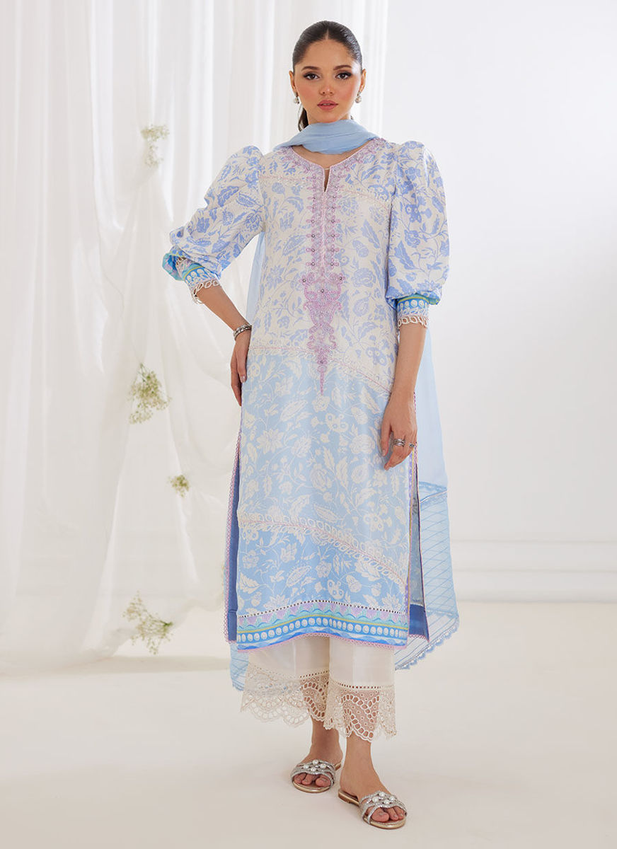 Aurelia Ice Blue Shirt And Dupatta
