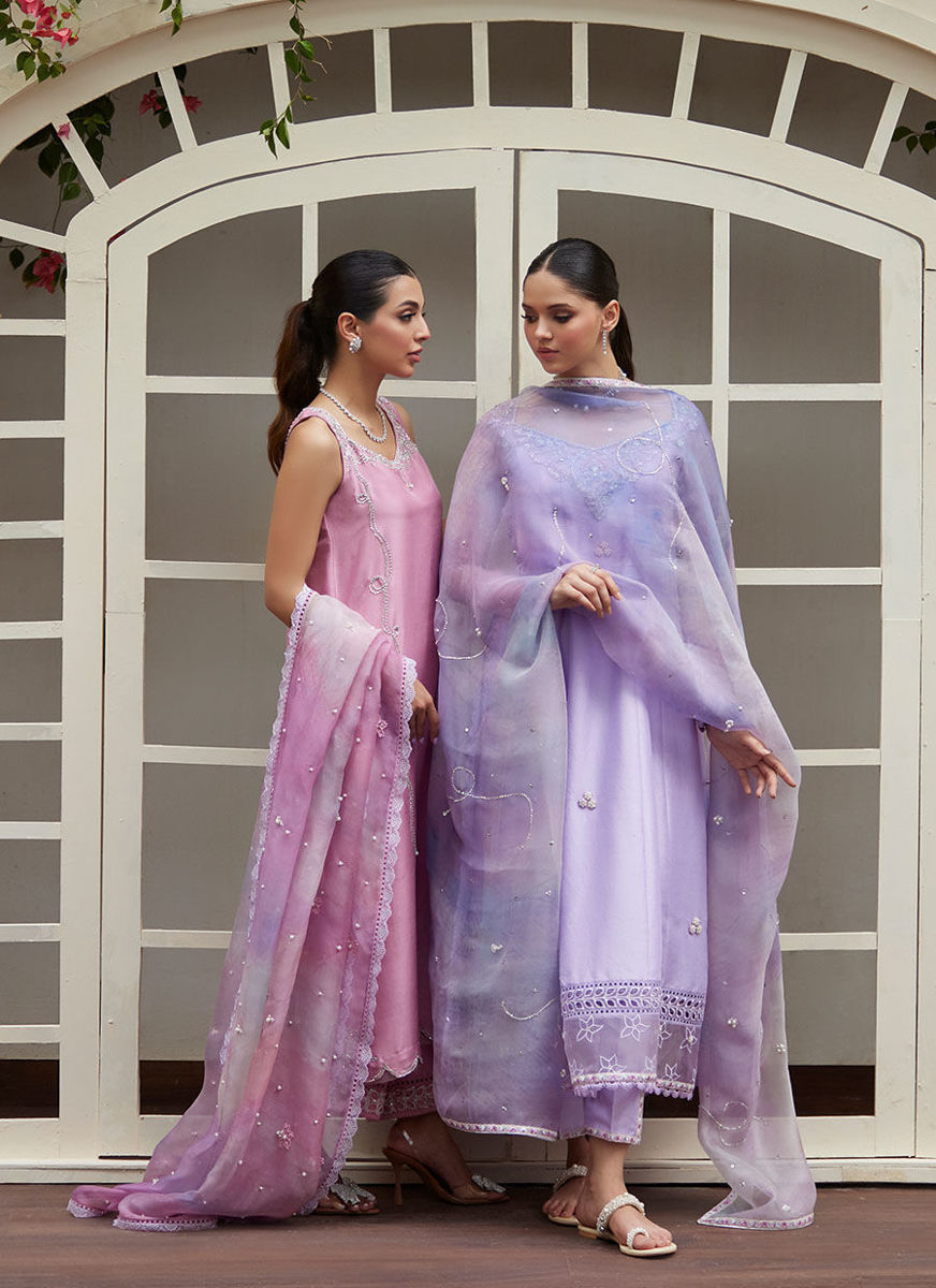 Spenny Embellished Raw Kalidaar With Printed Organza Dupatta