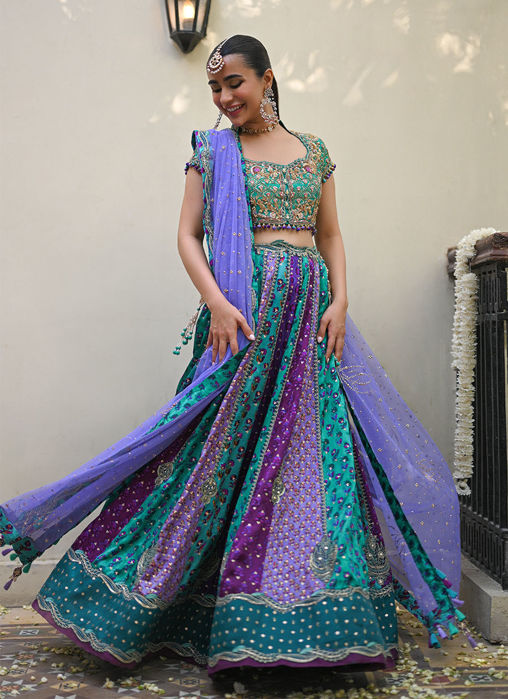 Bluebell Sea Green Block Printed Lehenga Choli
