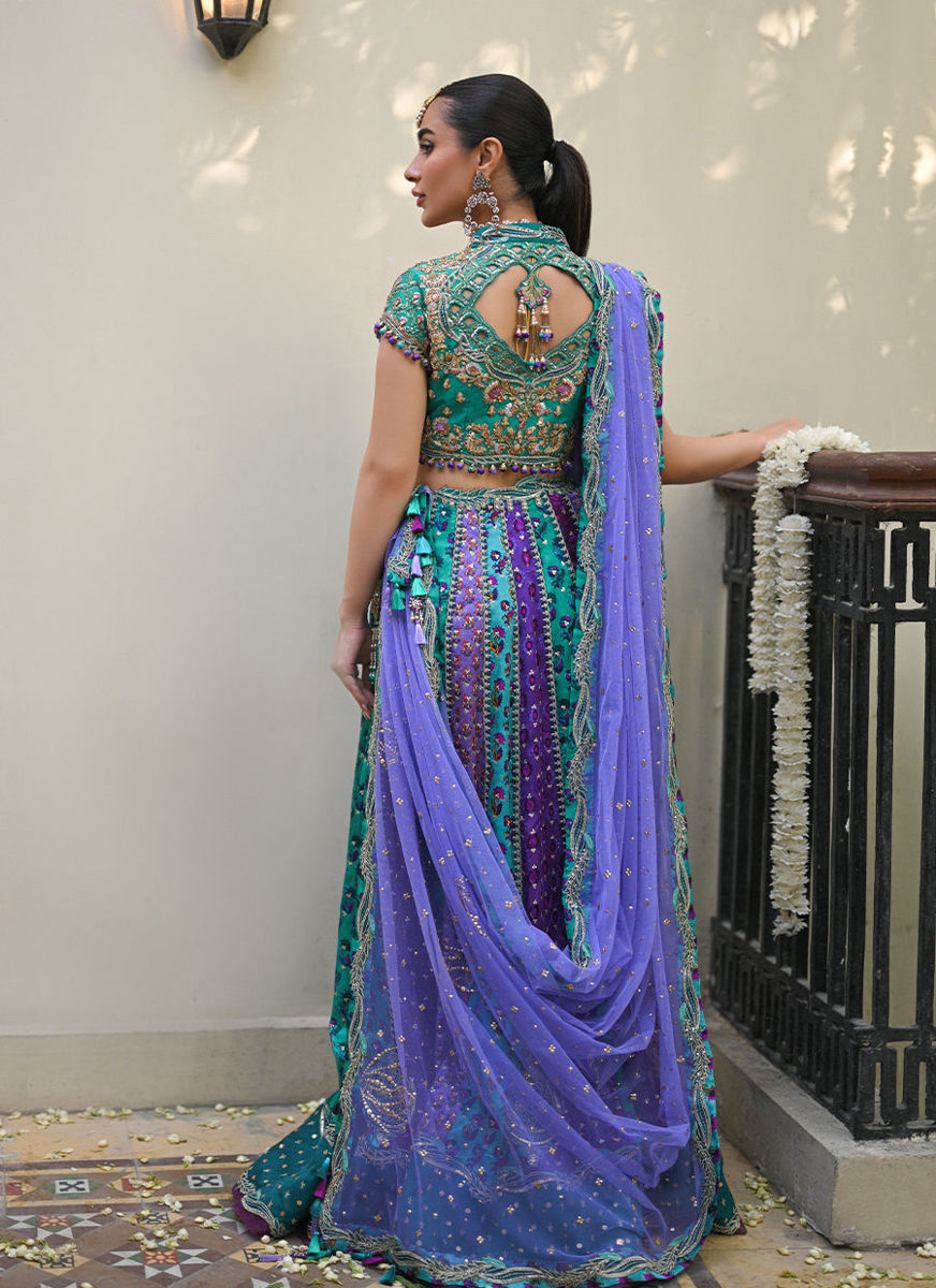 Bluebell Sea Green Block Printed Lehenga Choli
