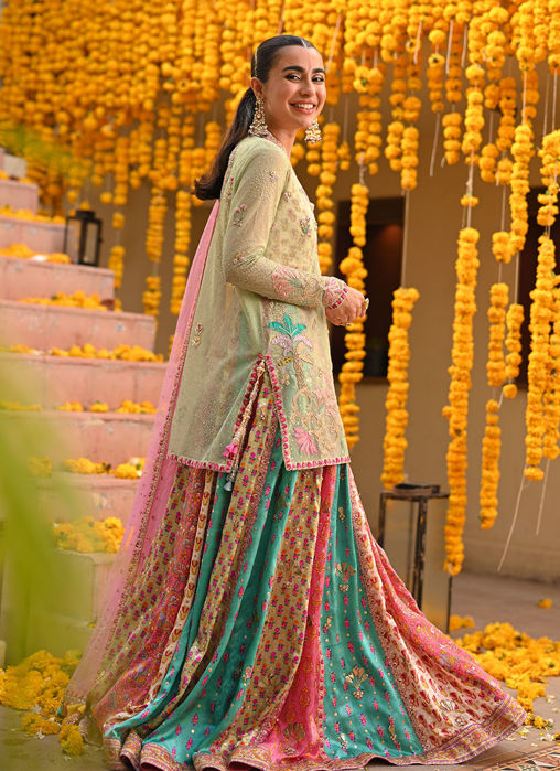 Marina Short Shirt Over Block Printed Lengha Choli