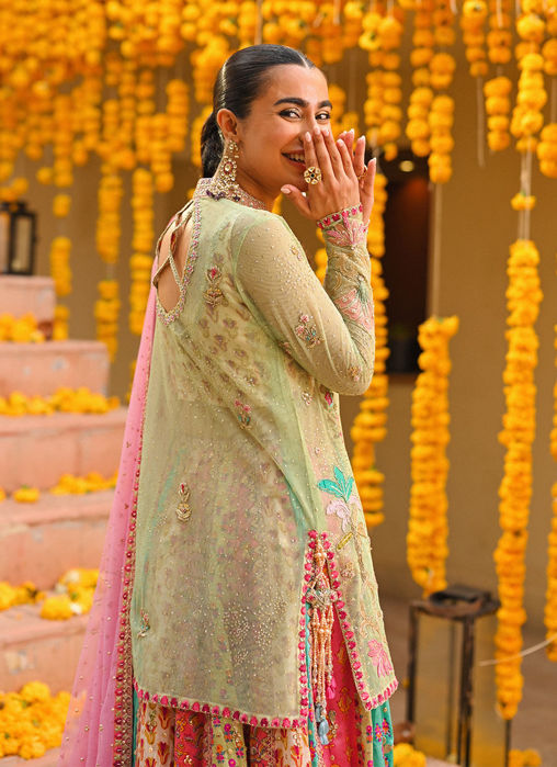 Marina Short Shirt Over Block Printed Lengha Choli