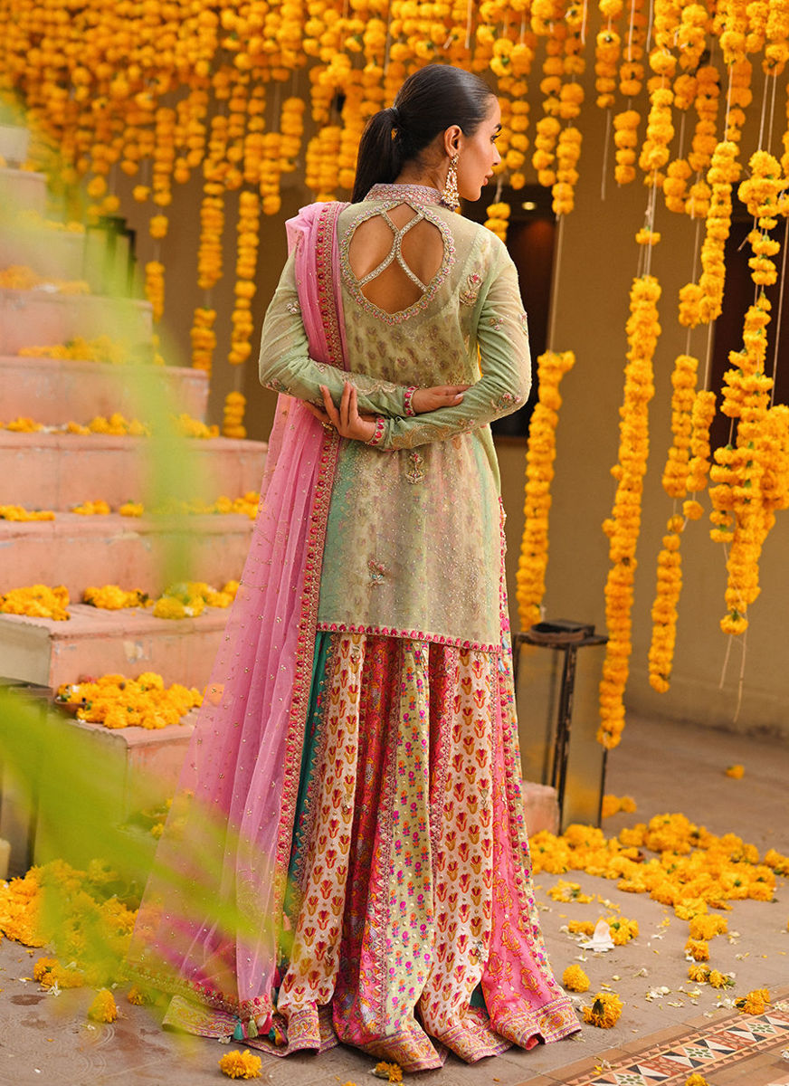 Marina Short Shirt Over Block Printed Lengha Choli