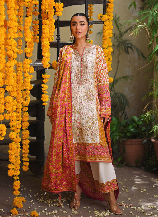 Picture of Twila Ivory Hand Worked Kurta, Izaar, With Block Printed Embellished Dupatta