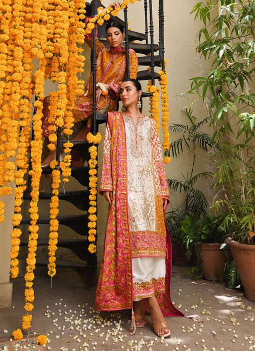 Twila Ivory Hand Worked Kurta, Izaar, With Block Printed Embellished Dupatta