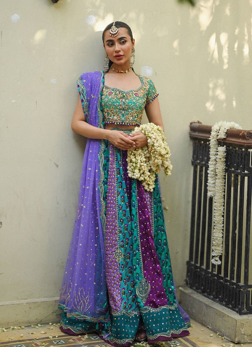 Bluebell Sea Green Block Printed Lehenga Choli