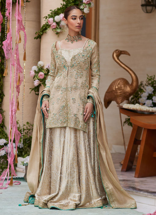 Picture of Vyara Gold Jacket And Lehenga