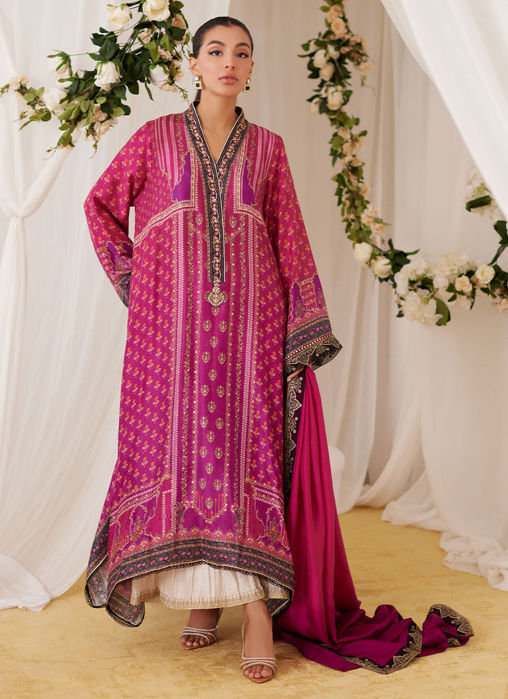 Picture of Sola Printed Raw Silk Shirt And Dupatta