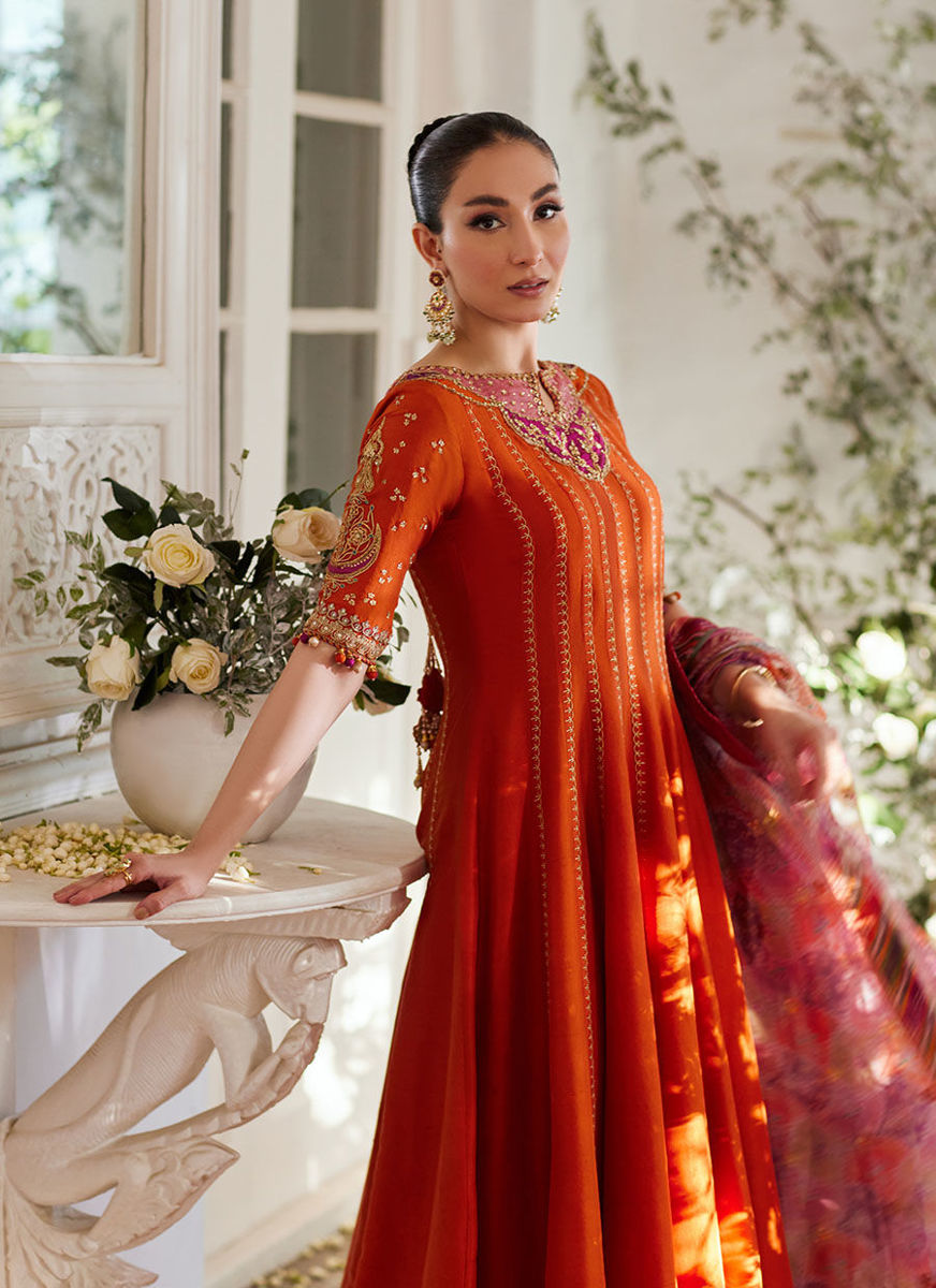 Kusum Burnt Orange Kalidaar And Dupatta